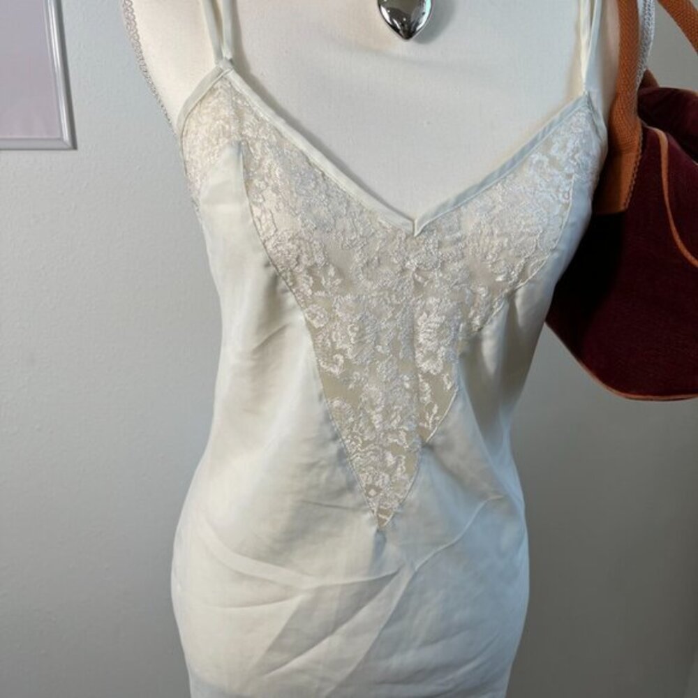 Vintage 90s Victoria's Secret Gold Label Off White Mini Slip Dress‎ Womens M - Picture 3 of 7